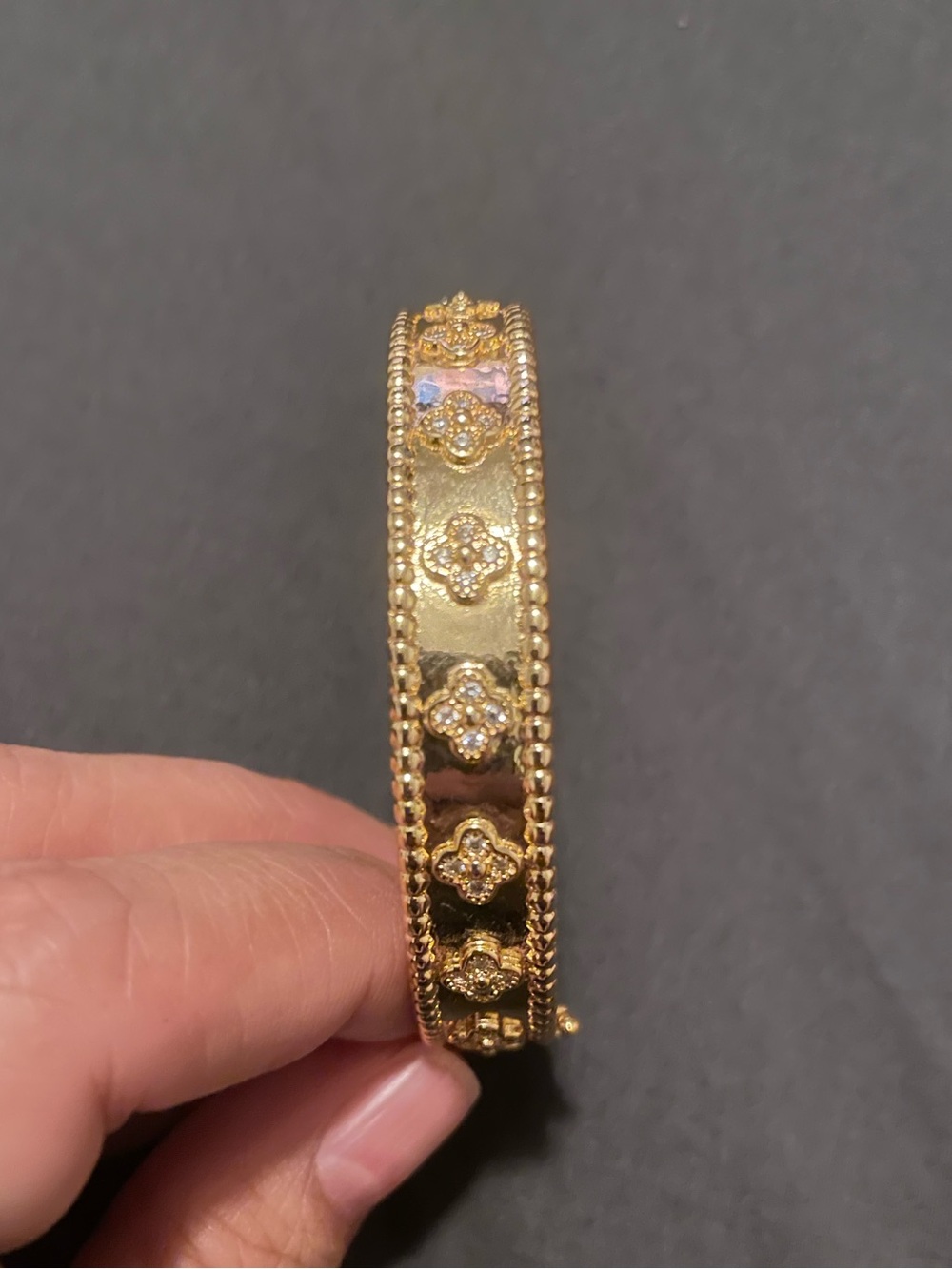 New - 18k gold plated, stainless steel VCA bangle  - inspired ( stamped )